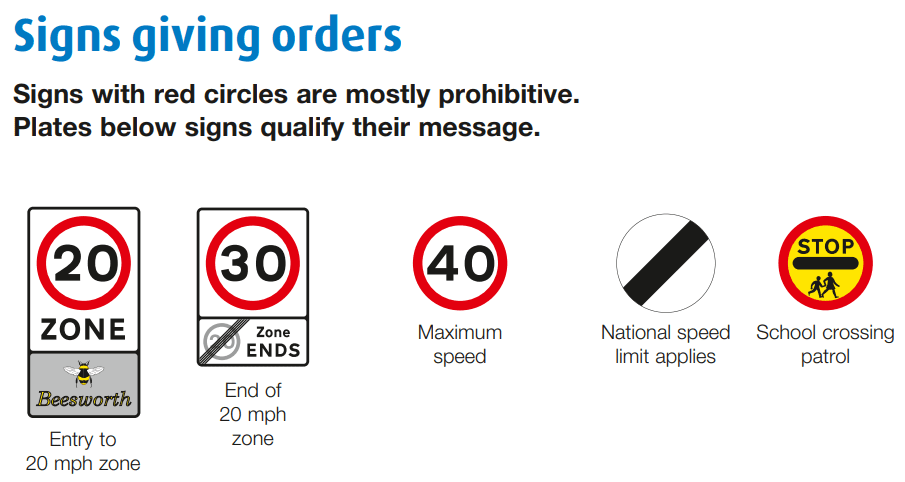 Road signs giving orders