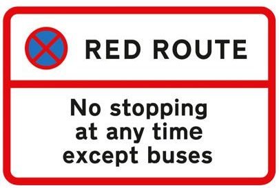 Red route Clearway sign