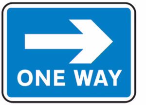 One-way road sign